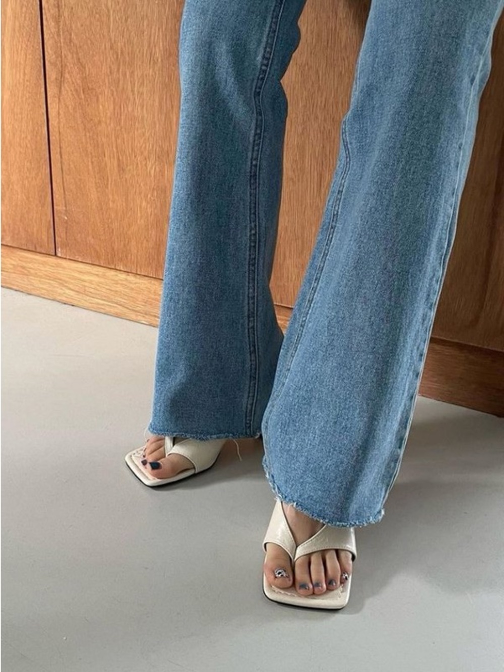 Shop Peche Lena Thong Mule in Cream